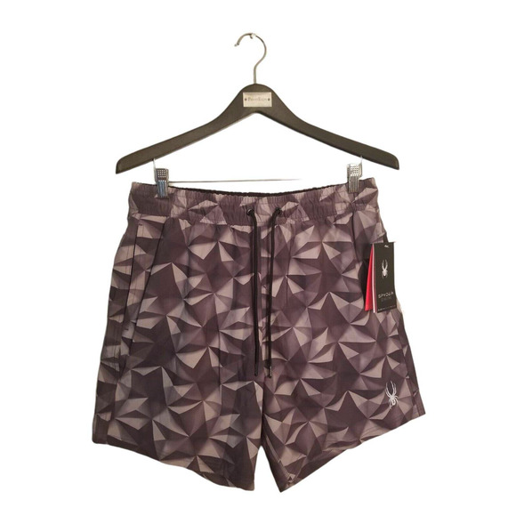 Spyder Swim Men's Shorts Adult Size XL 36,‎ 7 in Black Swim Trunks NWT